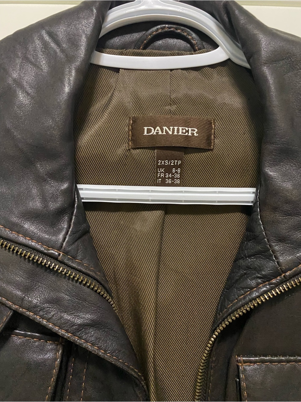 Danier Dark Brown Leather Bomber Jacket